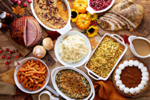 an assortment of holiday foods